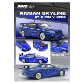 Nissan Skyline GT-R R34 V-SPEC n°1 – Mine’s Tuned – Bleu – Inno64 1/64