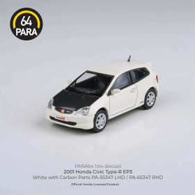 Honda Civic Type-R EP3 2001 white/Carbon Parts LHD Para64 1/64 - pa55347lhd